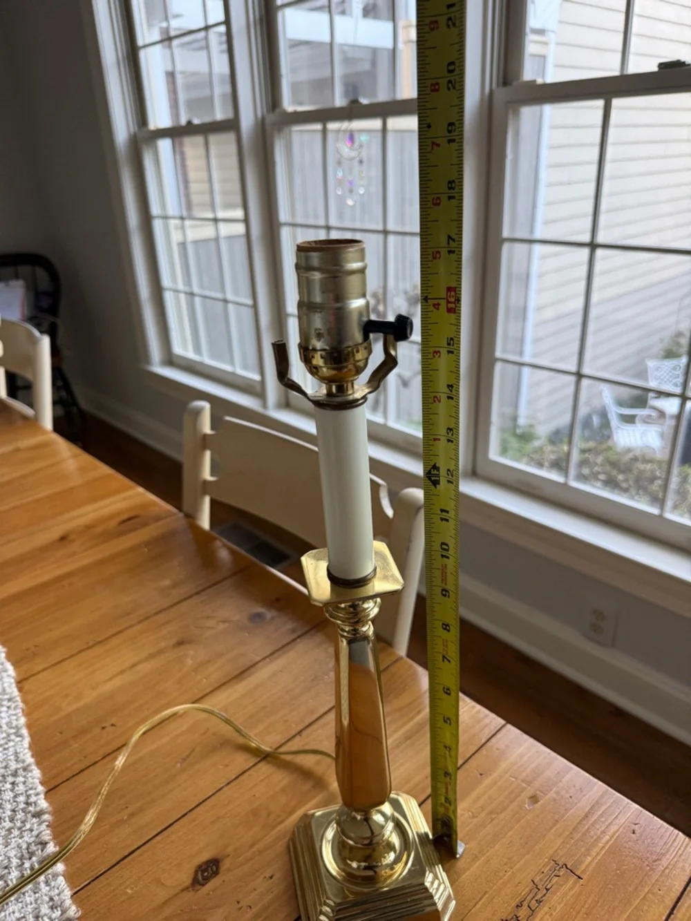Gold-tone Taper Candlestick Table Lamp Tall Brass Finish